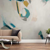 "Down the Trail" - Wall Mural in Blue by Mary Gaspar - In a Room