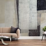 "History Repeats" - Wall Mural in Beige by Jennifer Daily - In a Room