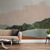 "Moving Mountains I" - Wall Mural in Earth Pink by Kayla King - In a Room