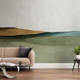 "Rolling Fields" - Wall Mural in Green by Little Valley Studio - In a Room