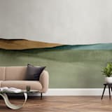 "Rolling Fields" - Wall Mural in Green by Little Valley Studio - In a Room
