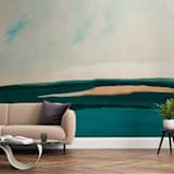 "Hawaiian Reef" - Wall Mural in Coral by Caryn Owen - In a Room