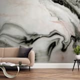 "Ethereal Marble" - Wall Mural in Peach by Melanie Severin - In a Room