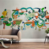"Green Hills" - Wall Mural in Aqua by Erin McCluskey Wheeler - In a Room