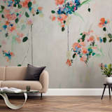"Cascade" - Wall Mural in Peach by Sonal Nathwani - In a Room