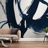 "Quietly Alive" - Wall Mural in Navy by Roann Mathias - In a Room