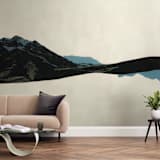 "Spliced Landscape 1" - Wall Mural in Blue Topaz by Melinda Laszczynski - In a Room
