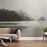 "LakeView II" - Wall Mural in Misty Grey by Amy Hall - In a Room
