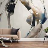 "Surrounding" - Wall Mural in grey wash by Michelle Lee - In a Room