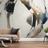 "Surrounding" - Wall Mural in grey wash by Michelle Lee - In a Room