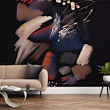 "Pastel abstract splattering" - Wall Mural in charcoal by Oana Prints - In a Room
