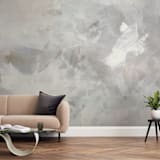 "Melody in White" - Wall Mural in misty grey by Teodora Guererra - In a Room