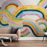 "Sun River" - Wall Mural in Orange by Lise Gulassa - In a Room