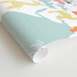 "Animal World Map" - Wall Mural in Aqua by Jessie Steury - Close-up