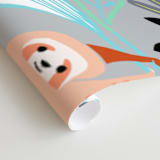 "Rainforest Sloths" - Wall Mural in White by Katy Tanis - Close-up