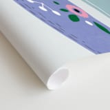 "Folk Whales" - Wall Mural in Grey by Hannah Williams - Close-up