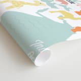 "Animal World Map" - Wall Mural in Aqua by Jessie Steury - Close-up