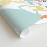 "Animal World Map" - Wall Mural in Aqua by Jessie Steury - Close-up