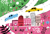 "City State of Mind" - Wall Mural in Pink by Jordan Sondler - Full Size
