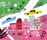 "City State of Mind" - Wall Mural in Pink by Jordan Sondler - Full Size