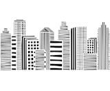 "Linear Cityscape" - Wall Mural in White by Daniela - Full Size
