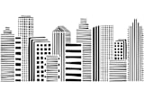 "Linear Cityscape" - Wall Mural in White by Daniela - Full Size