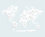 "Beautiful World Map" - Wall Mural in White by Jessie Steury - Full Size