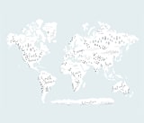"Beautiful World Map" - Wall Mural in White by Jessie Steury - Full Size