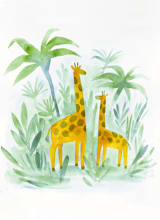 "Giraffes on Holiday" - Wall Mural in Jungle by Rebecca Daublin - Full Size