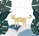 "Meow" - Wall Mural in White by Maja Cunningham - Full Size