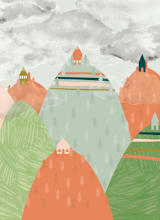 "Town on the hills" - Wall Mural in White by Megan Monismith - Full Size