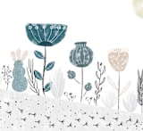 "Where did the chicken go" - Wall Mural in White by Maja Cunningham - Full Size