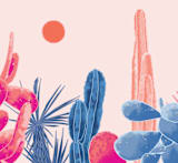"Southwest Sunset" - Wall Mural in White by Annette Allen - Full Size