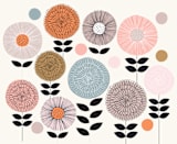 "Mid Century Garden" - Wall Mural in Burnt Orange by Jocelyn Proust - Full Size