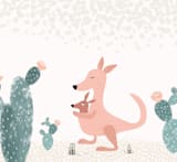 "Kangaroo garden" - Wall Mural in White by Maja Cunningham - Full Size