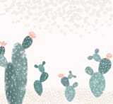 "Cactus Garden" - Wall Mural in White by Maja Cunningham - Full Size
