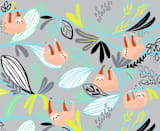 "Rainforest Sloths" - Wall Mural in White by Katy Tanis - Full Size