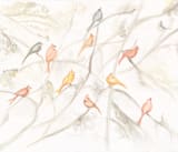 "Birds on trees" - Wall Mural in White by Flavia Carneiro - Full Size