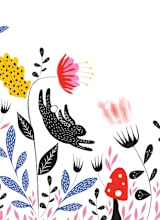 "Garden Mischief" - Wall Mural in White by Hannah Williams - Full Size