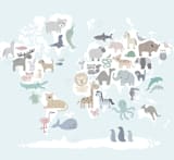 "Wild World Map" - Wall Mural in White by Jessie Steury - Full Size