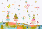 "Forest Magic" - Wall Mural in White by Colleen Overman - Full Size