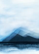 "Majestic Mountains" - Wall Mural in Indigo by Rebecca Rueth - Full Size