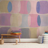 "Painted Geo Overlay" - Wall Mural in Pink by Amy Toneys - In a Room