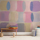 "Painted Geo Overlay" - Wall Mural in Pink by Amy Toneys - In a Room
