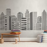 "Linear Cityscape" - Wall Mural in White by Daniela - In a Room