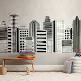 "Linear Cityscape" - Wall Mural in White by Daniela - In a Room