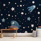 "Through space and time" - Wall Mural in White by raven erebus - In a Room