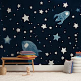 "Through space and time" - Wall Mural in White by raven erebus - In a Room