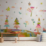"Forest Magic" - Wall Mural in White by Colleen Overman - In a Room