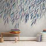 "Dreaming of Leaves" - Wall Mural in White by Priscilla Lee - In a Room